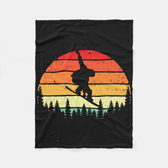 Couverture Polaire Retro Sunset Snowboardeur - Snowboard Wintersport (Devant)