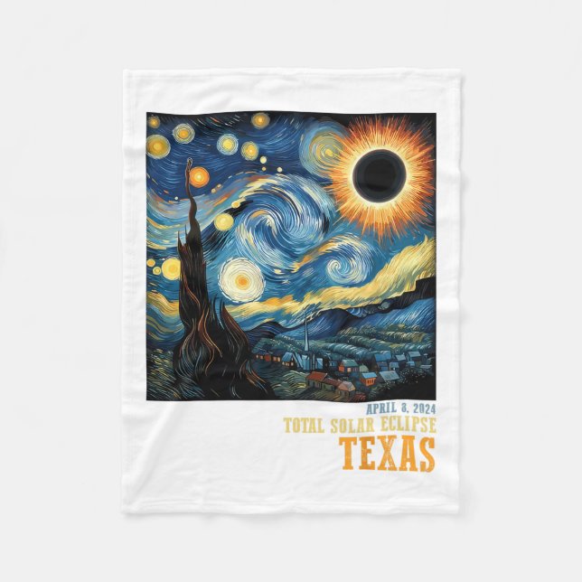Couverture Polaire Rétro Total Solaire Eclipse 2024 Texas Pour Hommes (Devant)