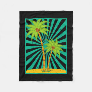 Couverture Polaire Rétro vacances d'été cocotiers tropicaux
