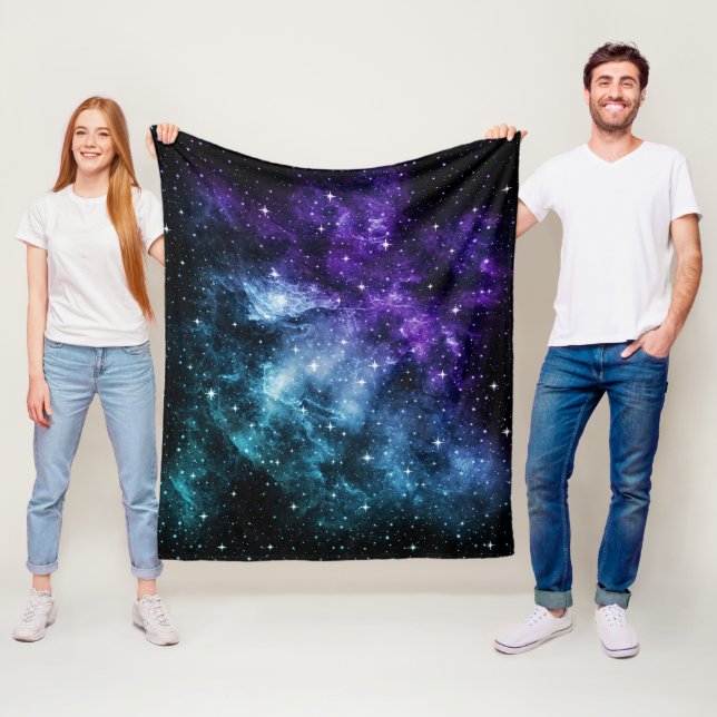 Couverture Polaire Rêve de nébuleuse de galaxie Turquoise #1 (En situation)