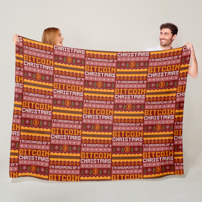 Couverture Polaire Rêver un BITCOIN CHRISTMAS Faux Knit Motif (En situation)