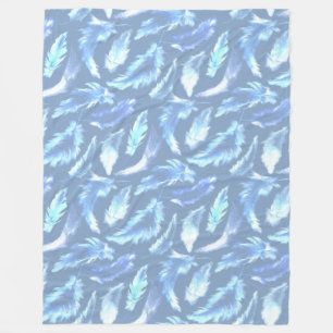 Couverture Polaire rêves doux - plumes d'aquarelle bleu clair :