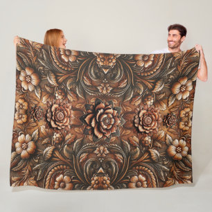 Couverture Polaire Revêtement en cuir Vintage floral incorporé