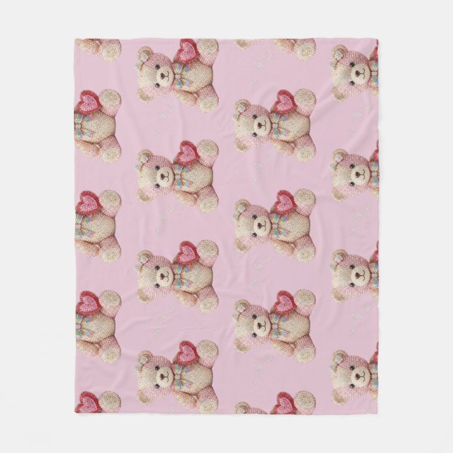 Couverture Polaire Rhinestone Valentine Bear  (Devant)