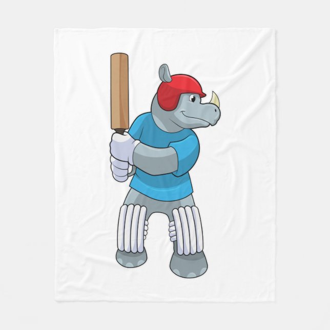 Couverture Polaire Rhino au cricket avec chauve-souris de cricket (Devant)