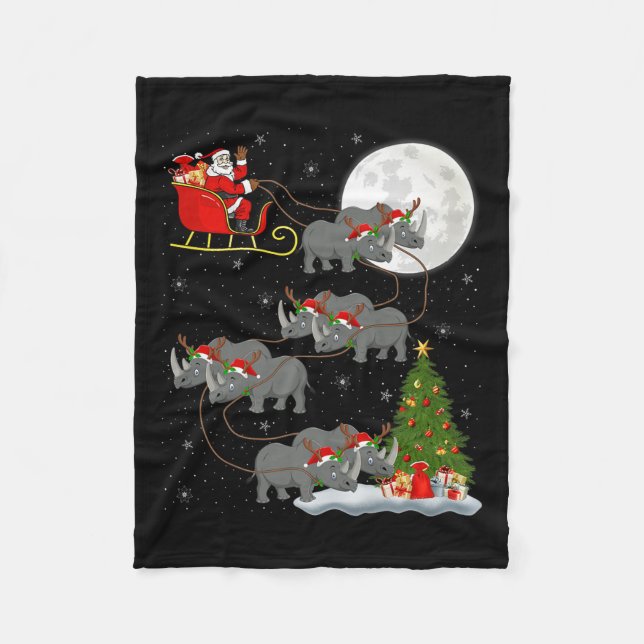 Couverture Polaire Rhino Santa Sleigh Flying Funny Magical Christmas  (Devant)