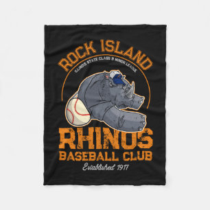 Couverture Polaire Rhinos de Rock Island rétro baseball en ligue mine