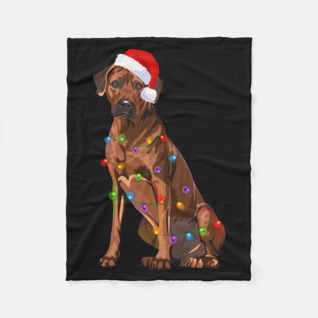 Couverture Polaire Rhodesian Ridgeback Christmas Lights Xmas Dog Love (Devant)