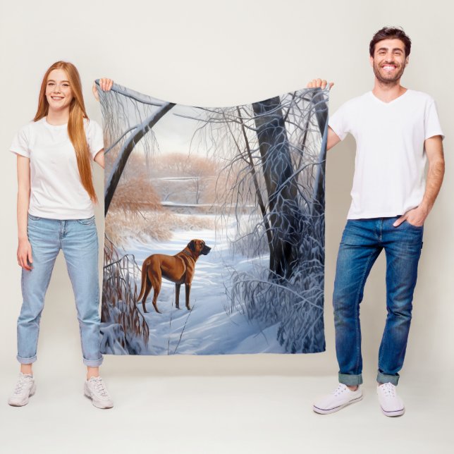 Couverture Polaire Rhodesian Ridgeback Laisser Neige Noël (En situation)