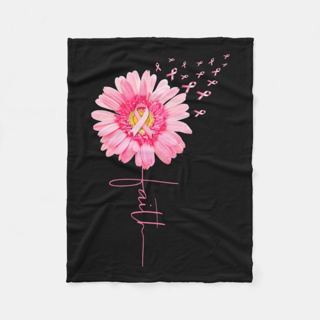 Couverture Polaire Ribbon Daisy Faith - Mois de sensibilisation au ca (Devant)