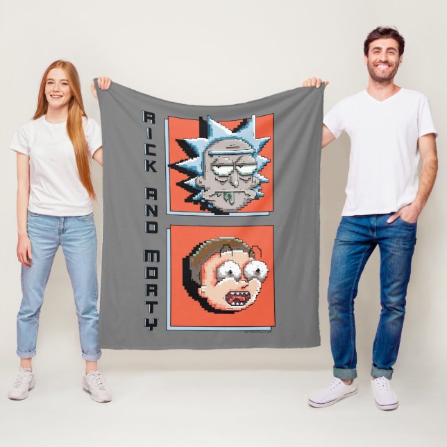 Couverture Polaire RICK ET MORTY™ | Graphique de panneau de pixels (En situation)