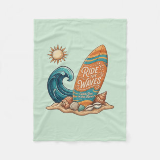 Couverture Polaire Ride The Waves Vintage Beach Throw Blanket