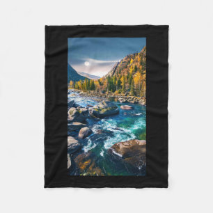 Couverture Polaire Rivière et Montagnes Photo Pittoresque