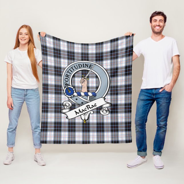 Couverture Polaire Robe MacRae Moderne Clan Badge Tartan Plaid (En situation)