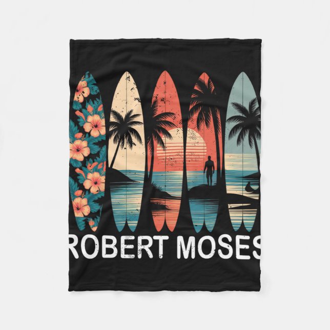 Couverture Polaire Robert Moses Surfboard Surfing Retro _1  (Devant)