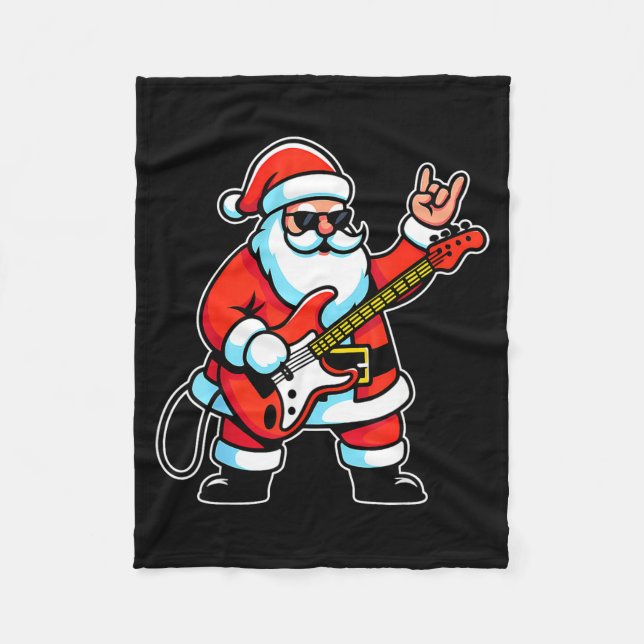Couverture Polaire Rock &amp; Roll Christmas Santa Claus Guitar Playe (Devant)