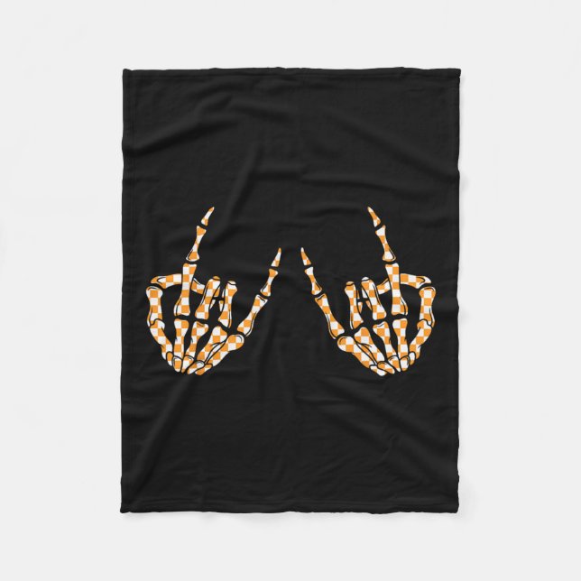 Couverture Polaire Rock sur Halloween À damiers Motif Skeleton main (Devant)