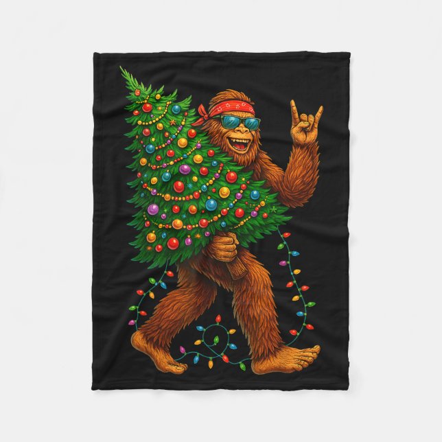 Couverture Polaire Rockin Christmas Bigfoot Carrying Tree Fun Xmas Ro (Devant)