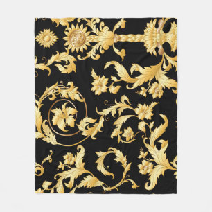 Couverture Polaire Rococo baroque, motif floral victorien.