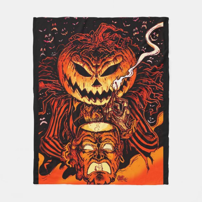 Couverture Polaire Roi de citrouille de Halloween (Devant)