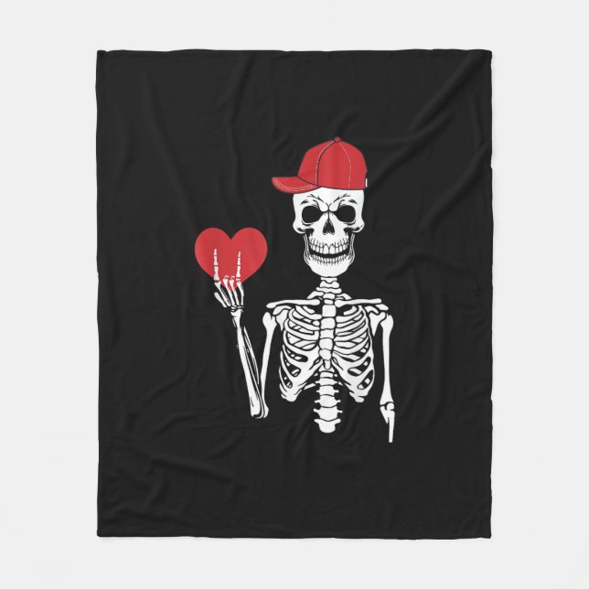 Couverture Polaire Roll Skeleton Mains Coeur Valentines Jour Crâne (Devant)