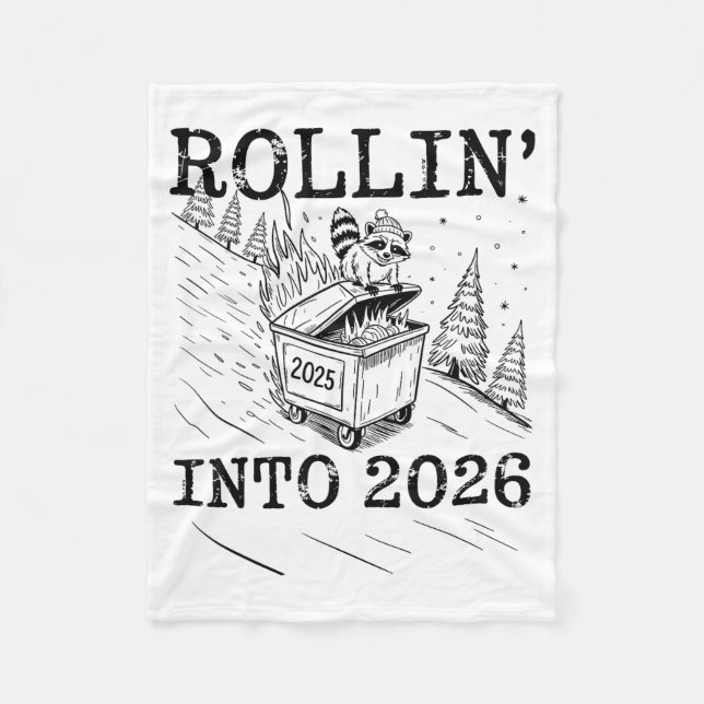 Couverture Polaire Rollin’ Into 2026 Raccoon Dumpster Fire New Year M (Devant)