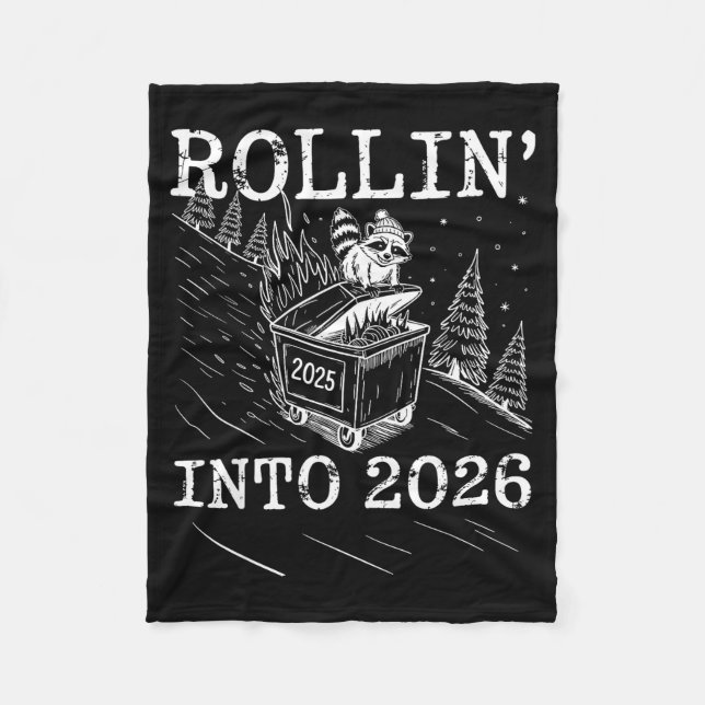 Couverture Polaire Rollin’ Into 2026 Raccoon Dumpster Fire New Year M (Devant)