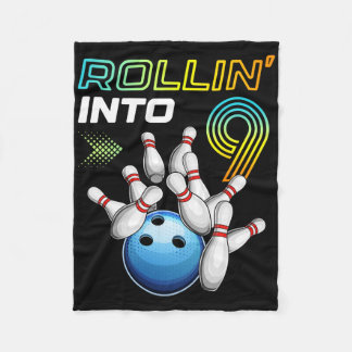 Couverture Polaire Rollin Into 9 Retro Bowling Birthday Party 9th Bir