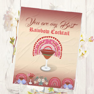 Couverture Polaire Romantique Rainbow Cocktail Valentine Hearts Flora