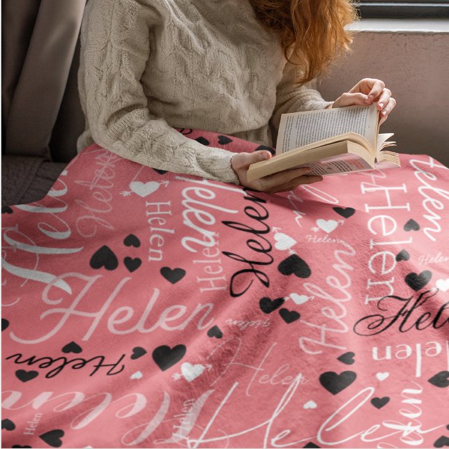 Couverture Polaire rose avec une pointe de blanc et de noir (Créateur téléchargé)