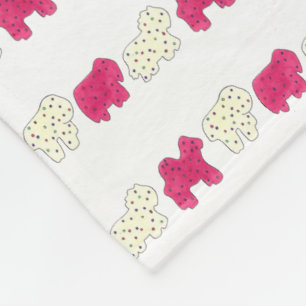 Couverture Polaire Rose Blanc Cirque Zoo Animaux Cookies Crackies