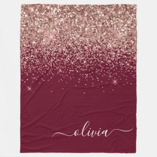 Couverture Polaire Rose Bourgogne Gold Blush Pink Parties scintillant