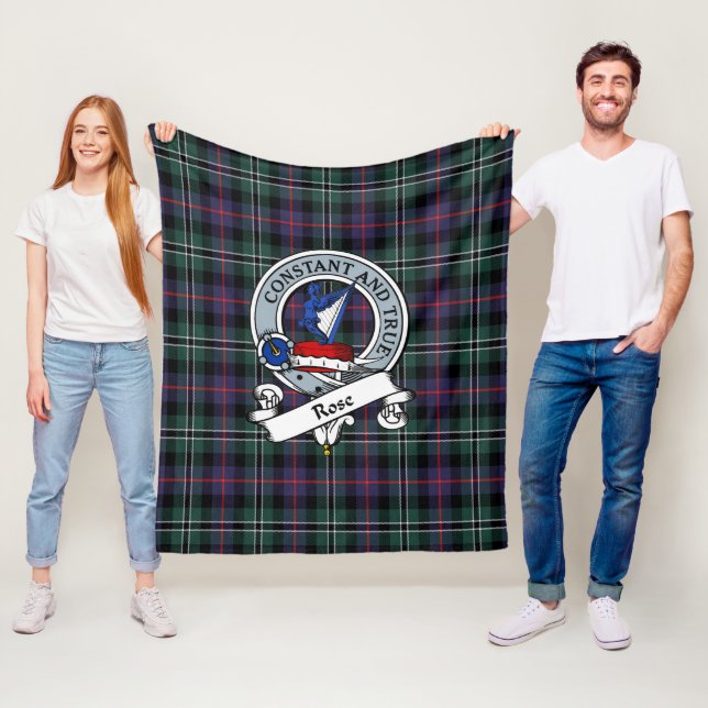 Couverture Polaire Rose Chasse Moderne Clan Badge Tartan Plaid (En situation)