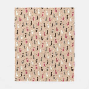Couverture Polaire rose de motif de chats