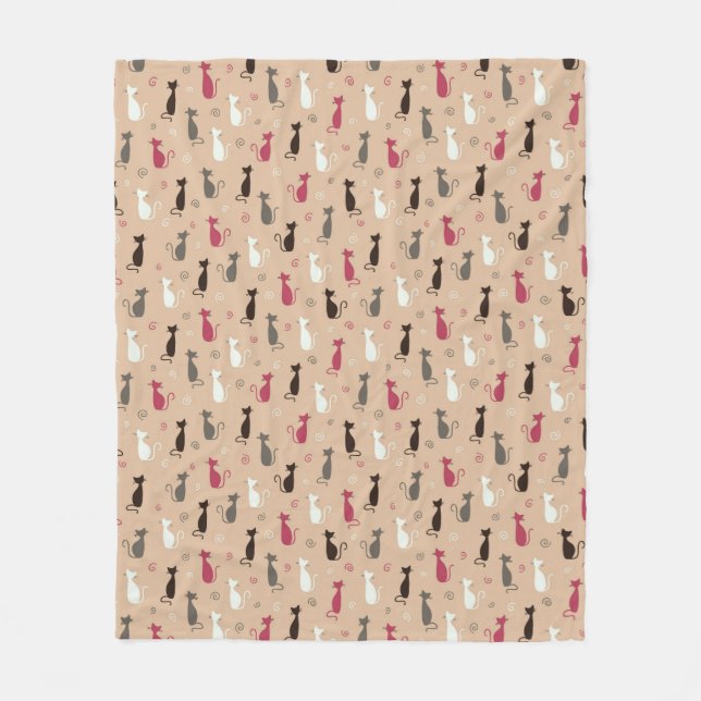 Couverture Polaire rose de motif de chats (Devant)