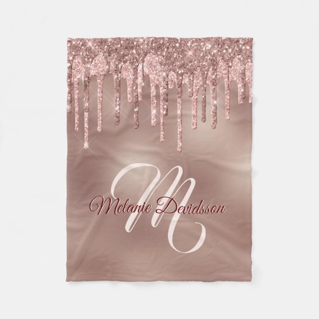 Couverture Polaire Rose de séchage moderne Gold Nom personnalisé (Devant)