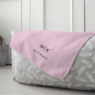 Couverture Polaire Rose et noir Monogramme moderne