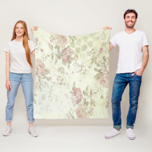 Couverture Polaire Rose Florale Rose Chic Usé
