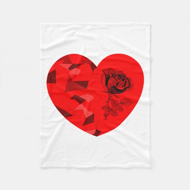 Couverture Polaire Rose Flower Valentine Red Heart  (Devant)