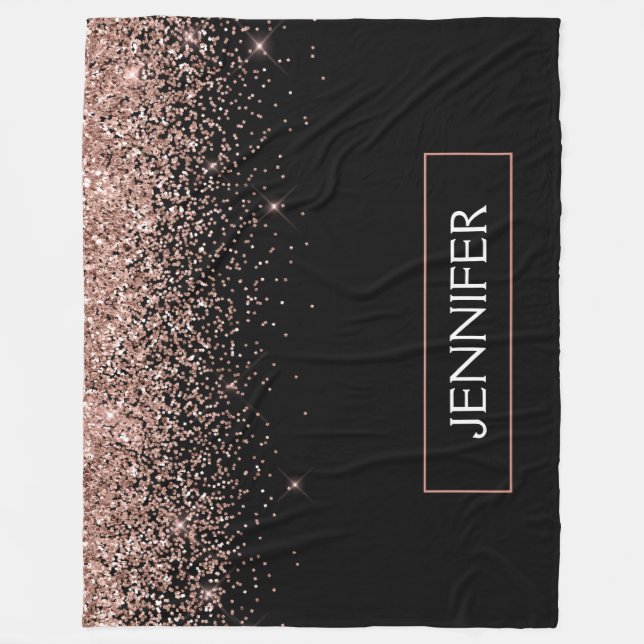 Couverture Polaire Rose Gold Blush Parties scintillant rose Monogramm (Devant)