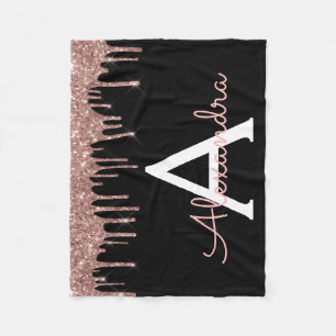Couverture Polaire Rose Gold - Blush Pink Black Parties scintillant N