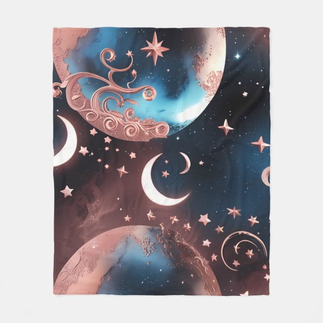 Couverture Polaire Rose Gold Celestial Moon Blanket – Luxury Seamless (Devant)