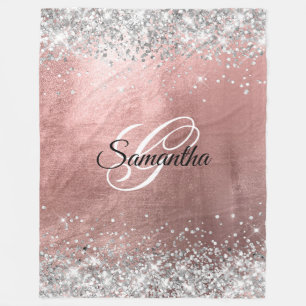 Couverture Polaire Rose Gold Foil Parties scintillant argent Fancy Mo