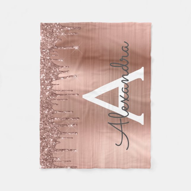 Couverture Polaire Rose Gold - Parties scintillant rose pâle Nom du m (Devant)