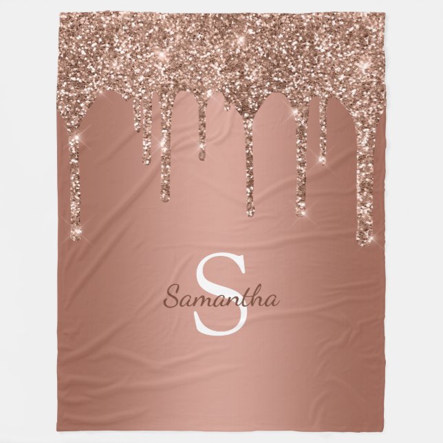 Couverture Polaire Rose Gold Parties scintillant Sparkle Drift Nom du (Devant)