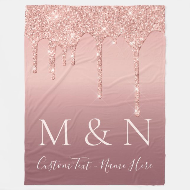 Couverture Polaire Rose Gold Personnalisé Vos Lettres Nom Fleece Blan (Devant)