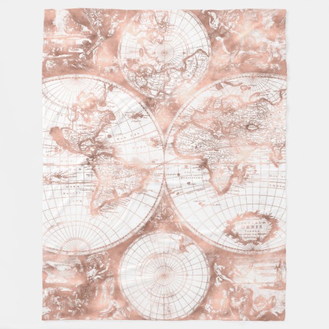 Couverture Polaire Rose Gold Pink MetParties scintillant Carte du mon (Devant)