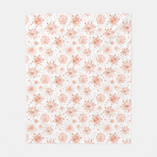 Couverture Polaire Rose Gold Snowflakes en blanc