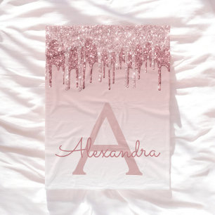 Couverture Polaire Rose Gold Sparkle Parties scintillant Monogramme N