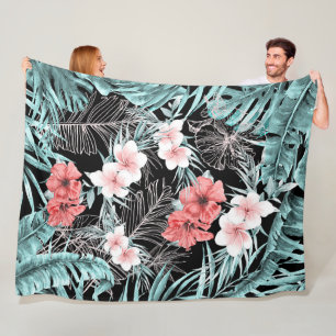 Couverture Polaire Rose Gold Tropicale Paradis Insulaire Botanique Ch